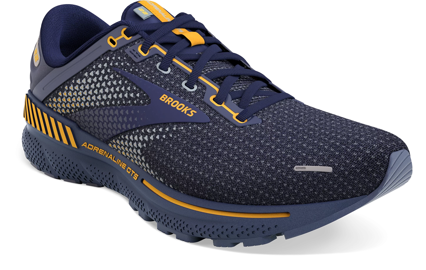 BROOKS Men’s Adrenaline GTS 22 (438 - Peacoat/Grey/Sunflower) - Image 3