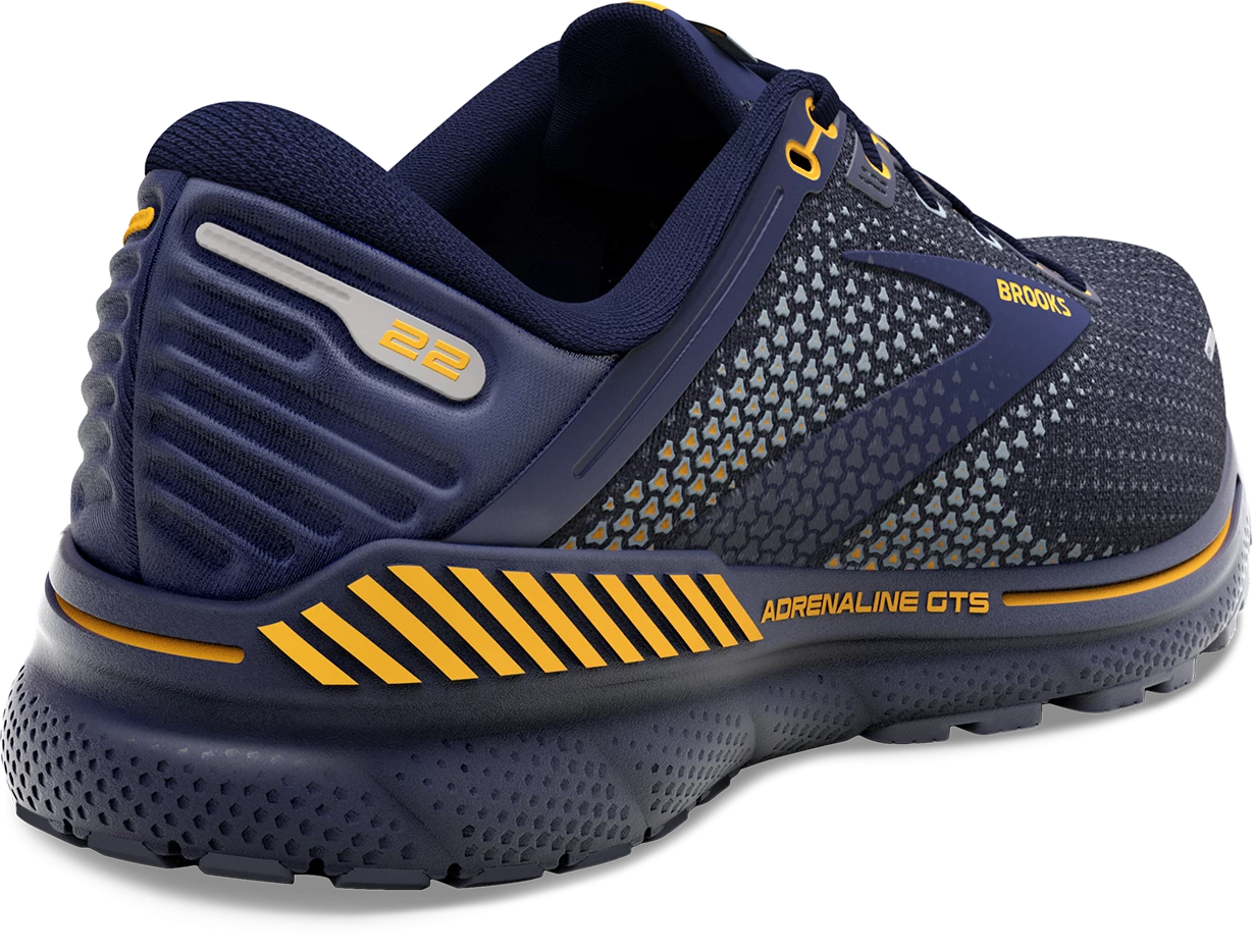 BROOKS Men’s Adrenaline GTS 22 (438 - Peacoat/Grey/Sunflower) - Image 4