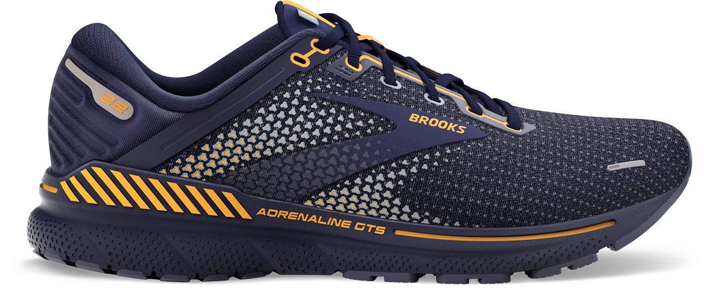 BROOKS Men’s Adrenaline GTS 22 (438 - Peacoat/Grey/Sunflower)