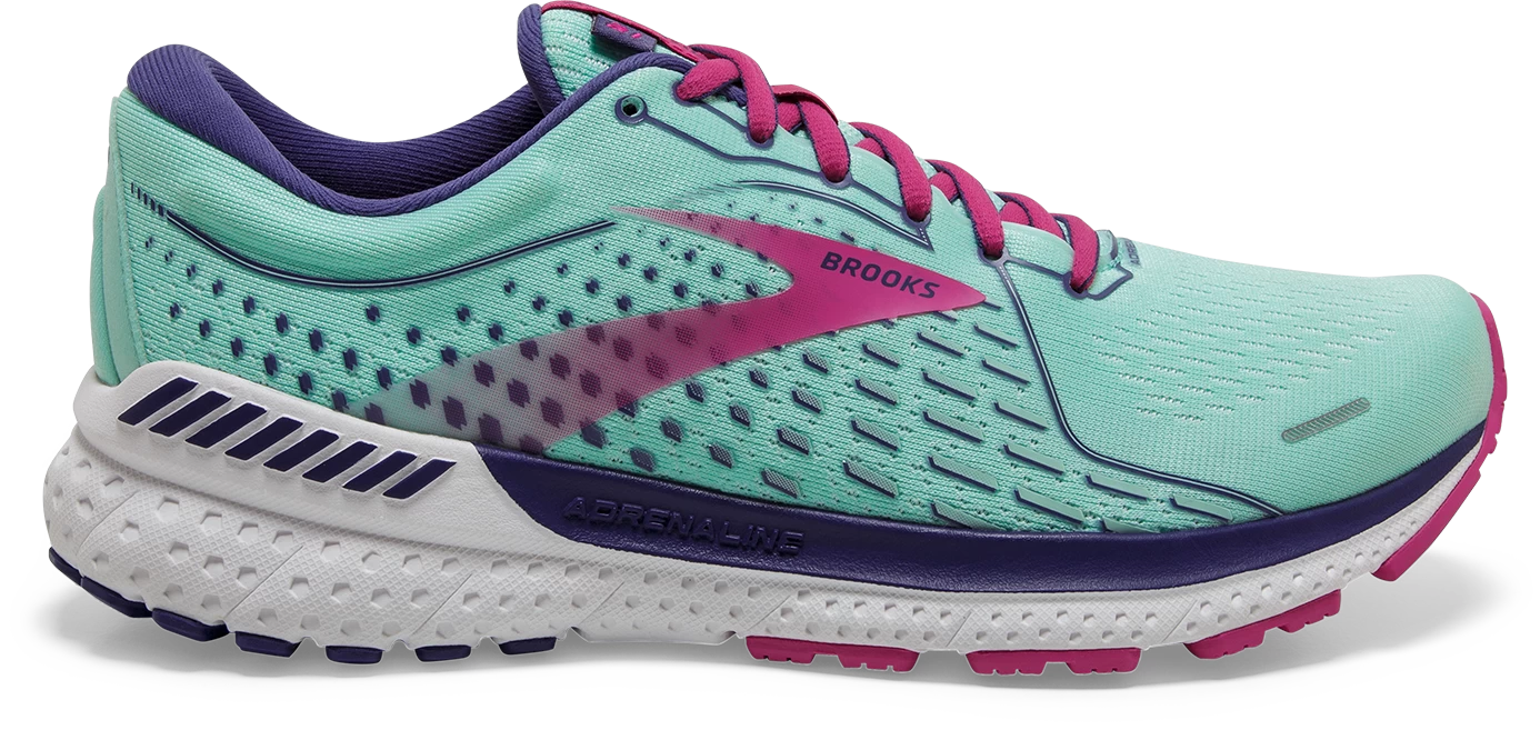BROOKS Women's Adrenaline GTS 21 (339 - Yucca/Navy Blue/Fuchsia)