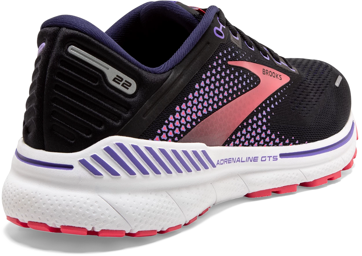 BROOKS Women's Adrenaline GTS 22 (080 - Black/Purple/Coral) - Image 4