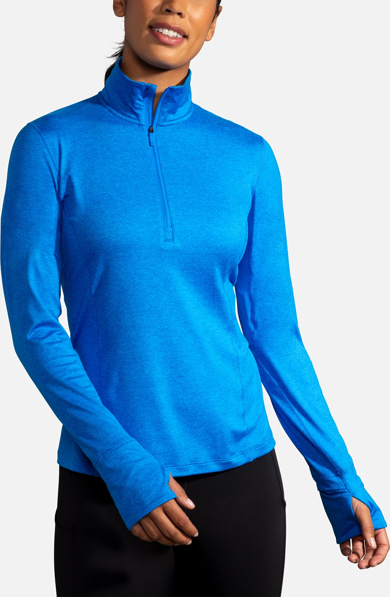 BROOKS Women's Dash 1/2 Zip (437 - Heather/Blue Bolt) - Image 2