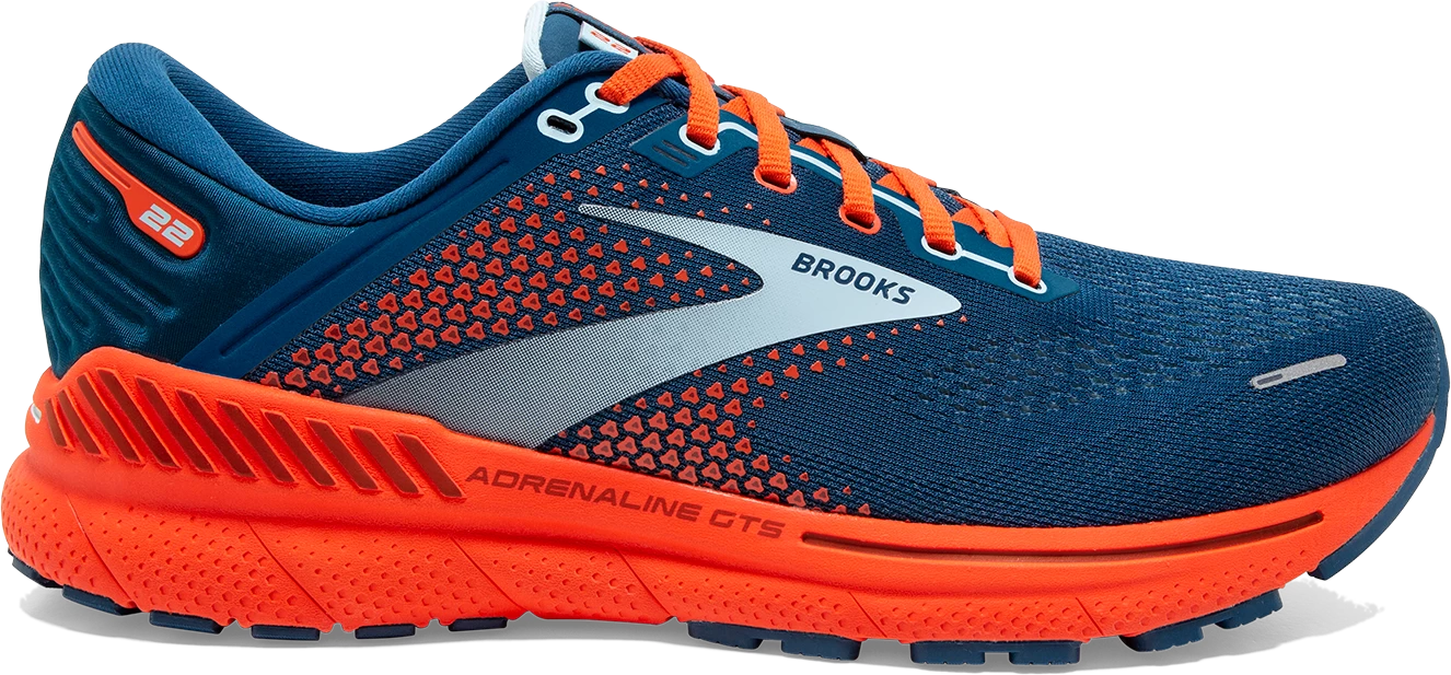 BROOKS Men's Adrenaline GTS 22 (404 - Blue/Light Blue Orange)