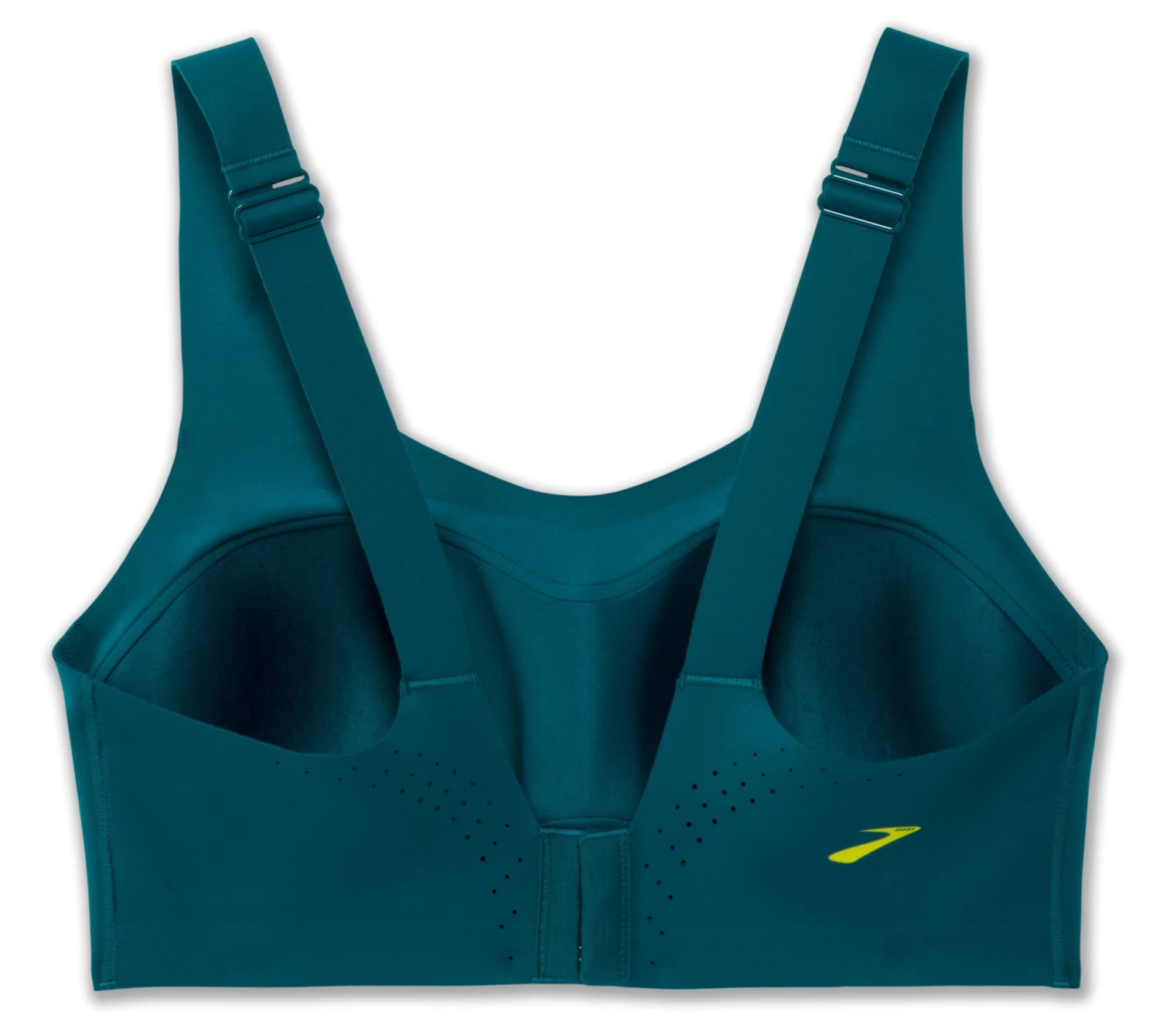 BROOKS Women’s Dare Scoopback Run Bra (341 - Deep Sea/lime) - Image 2