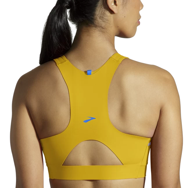 BROOKS Women's Drive 3 Pocket Run Bra (362 - Golden Hour/Violet Dash) - Image 3