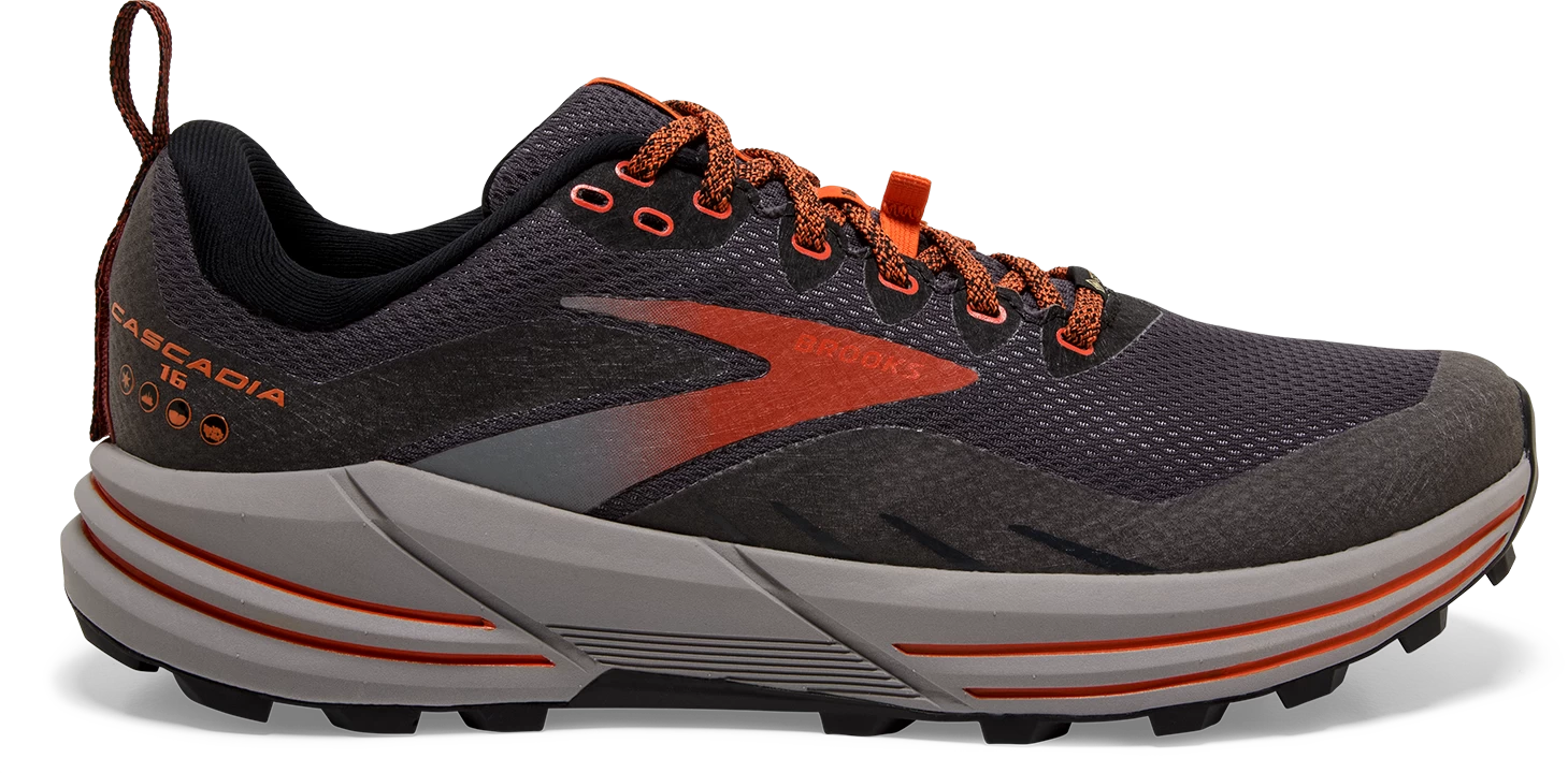 BROOKS Men's Cascadia 16 GTX (060 - Black/Ebony/Cinnabar)