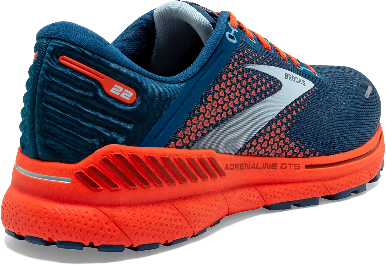 BROOKS Men's Adrenaline GTS 22 (404 - Blue/Light Blue Orange) - Image 4