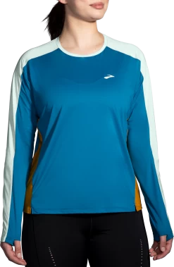 BROOKS Women's Sprint Free Long Sleeve 2.0 (433 - Pacific/Lightest Sky/Ochre)