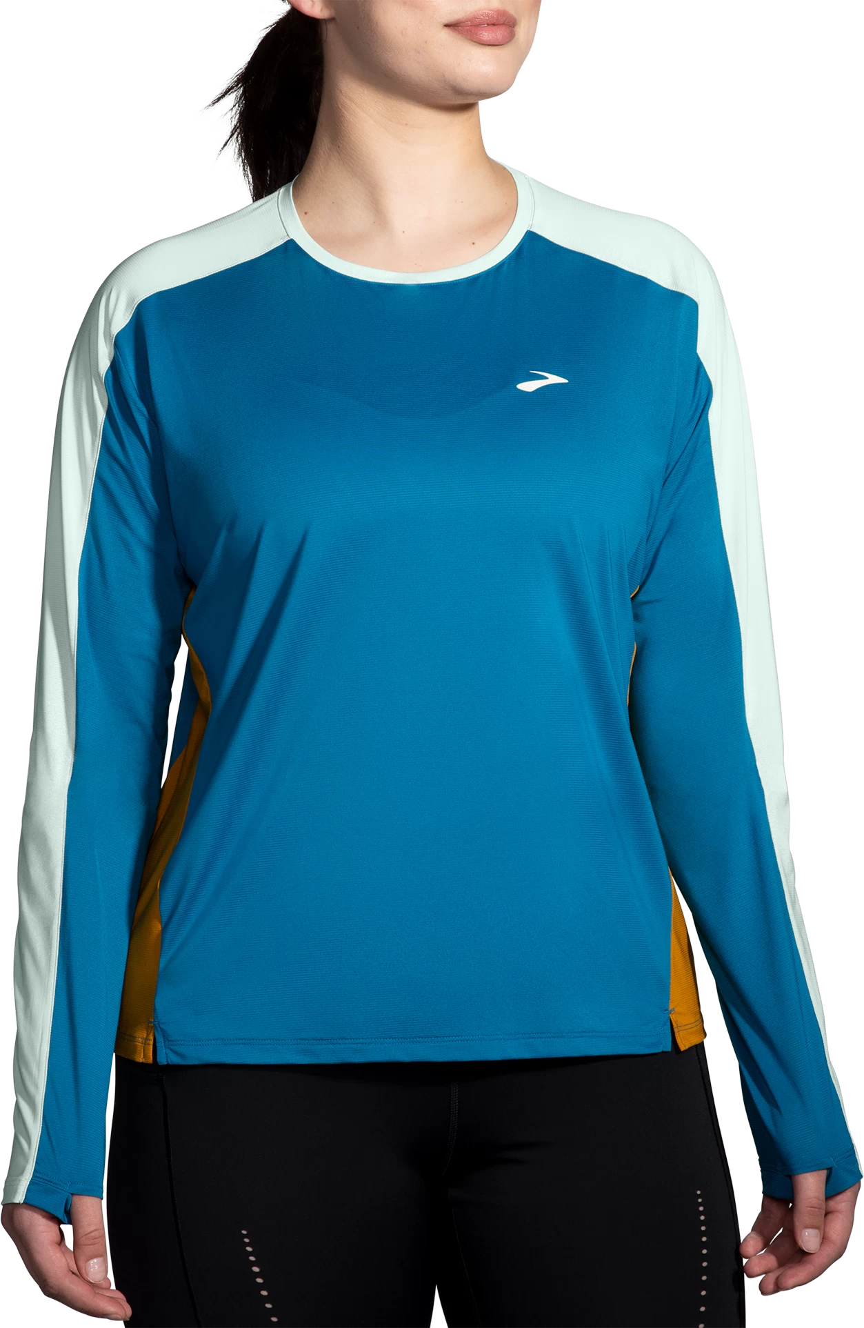 BROOKS Women's Sprint Free Long Sleeve 2.0 (433 - Pacific/Lightest Sky/Ochre)