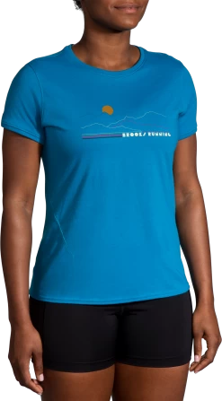 Women's Distance Short Sleeve 2.0 (487 - Pacific/Brooks Mountain Run)
