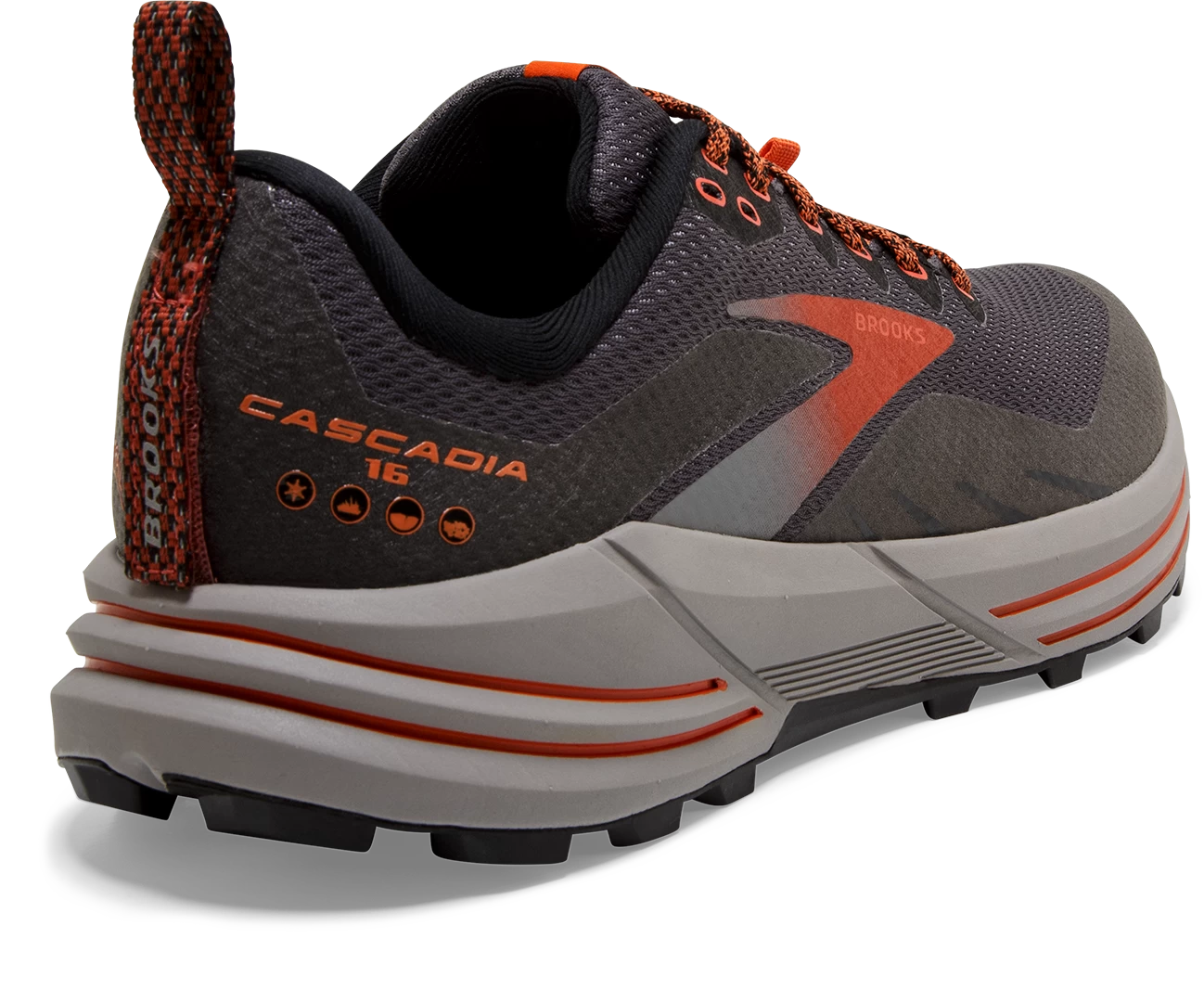 BROOKS Men's Cascadia 16 GTX (060 - Black/Ebony/Cinnabar) - Image 4