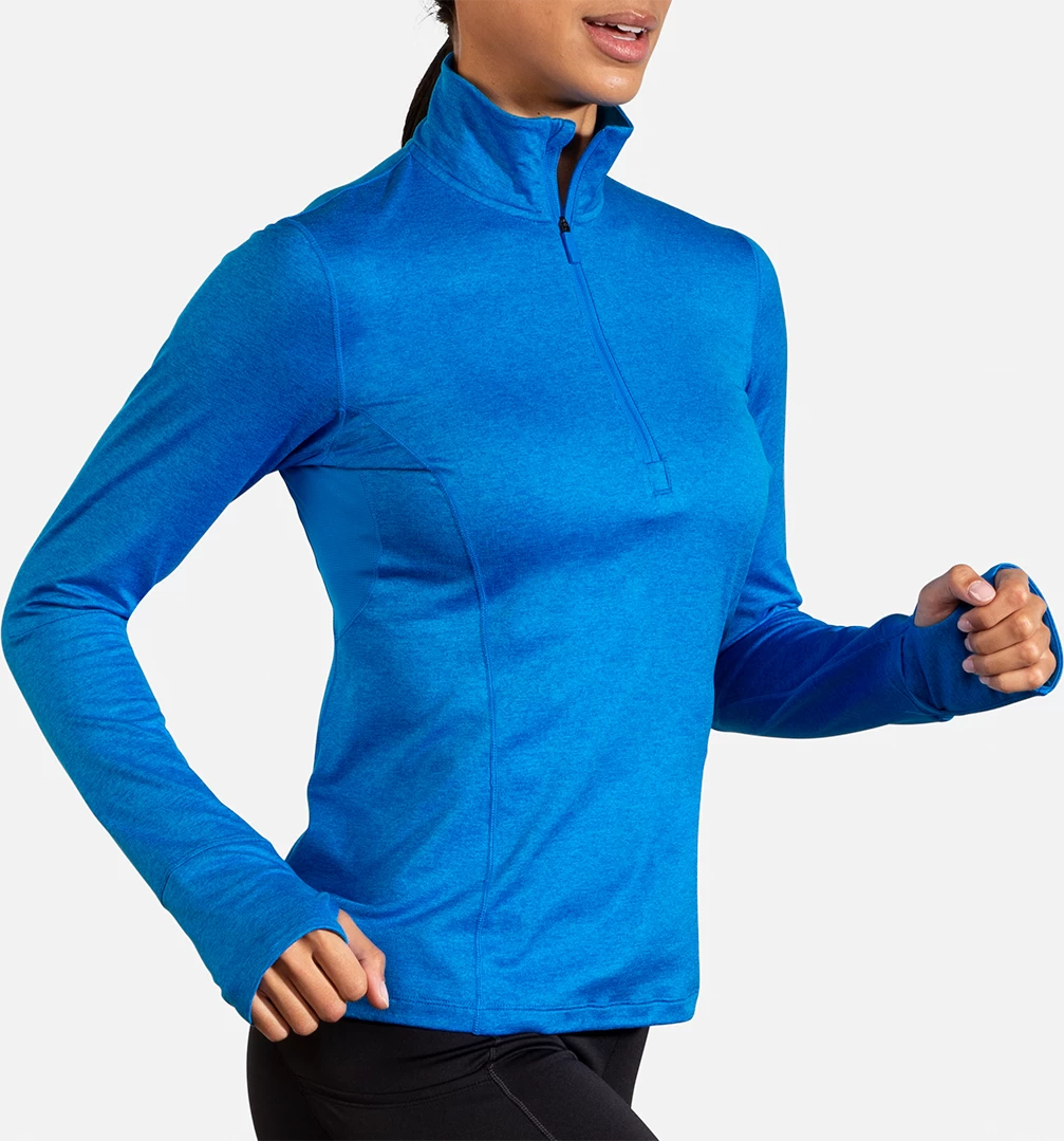 BROOKS Women's Dash 1/2 Zip (437 - Heather/Blue Bolt) - Image 4
