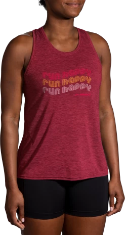 BROOKS Women's Distance Tank 2.0 (696 - Heather Razzmatazz/Run Happy)