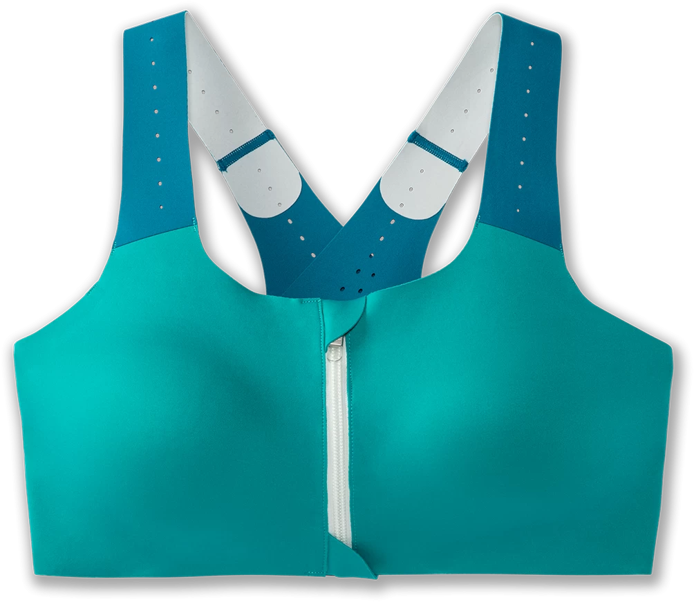 BROOKS Women's Dare Zip Run Bra 2.0 (369 - Nile Green/Lagoon/Light Mint)
